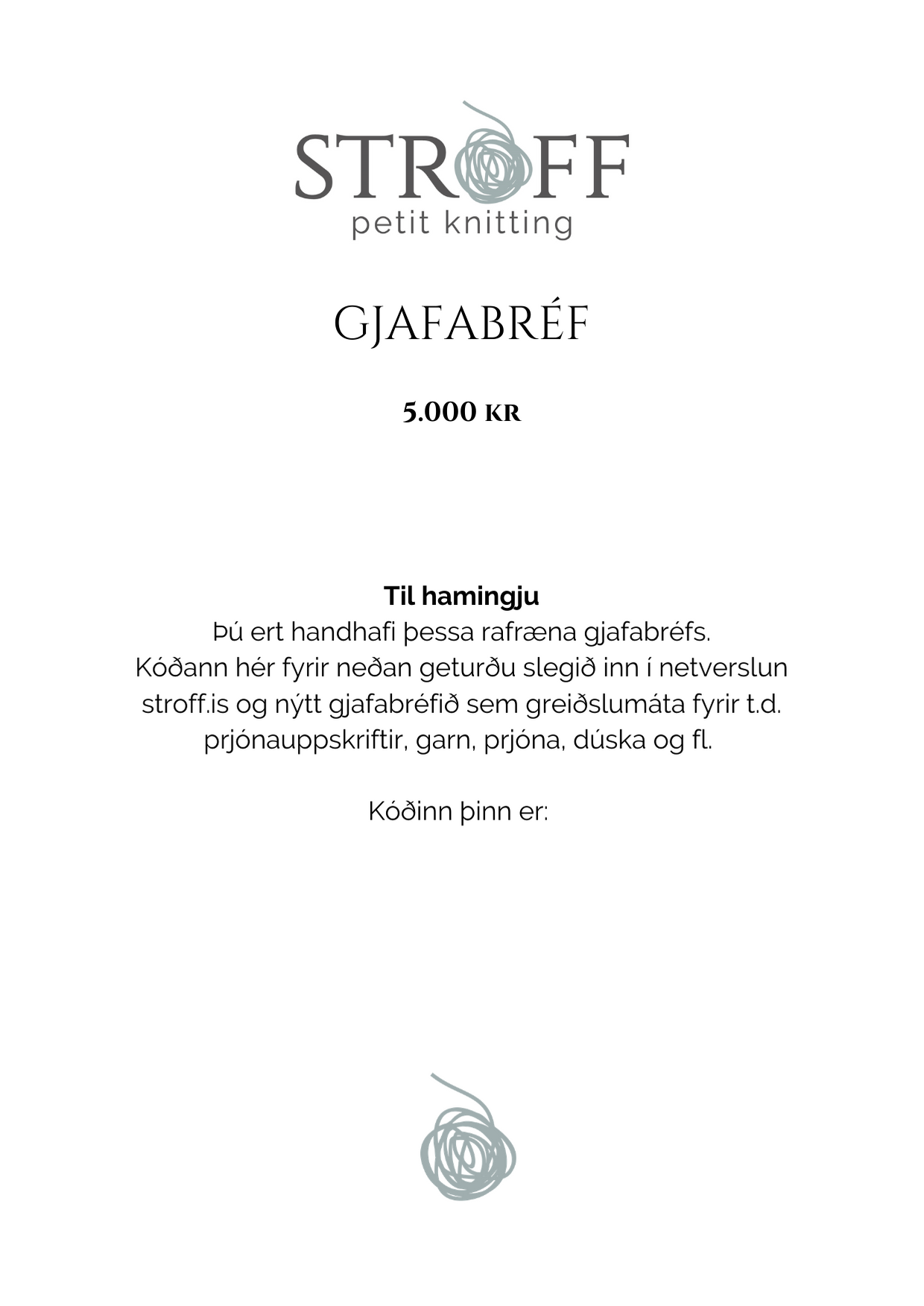 Gjafabréf hjá Stroff